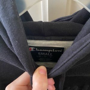 Plain black Champion hoodie. Worn maybe once